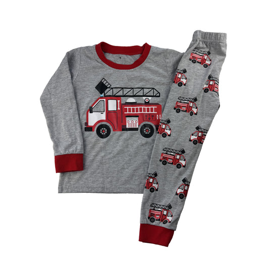 Schlafanzug von Little Hand in Gr. 98 mit Feuerwehr-Fahrzeugen